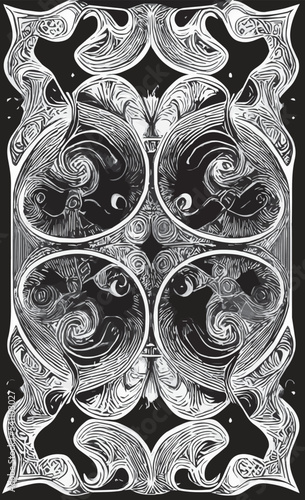 Decorative black and white gothic ornament, base for tattoo