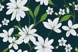Blooming spring or fall meadow seamless pattern. Plant background for fashion, wallpapers, print. Blue and green flowers on navy. Liberty style floral. Trendy floral design