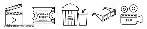 Conjunto de iconos de cine. Película 3d. Ilustración vectorial