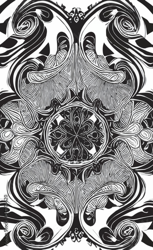 Decorative black and white gothic ornament, base for tattoo
