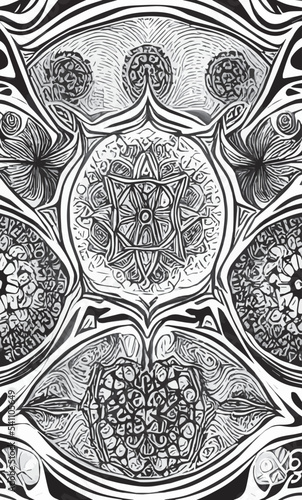 Decorative black and white gothic ornament, base for tattoo