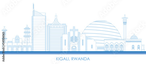 Outline Skyline panorama of city of Kigali, Rwanda - vector illustration photo