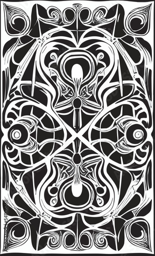 Decorative black and white gothic ornament, base for tattoo