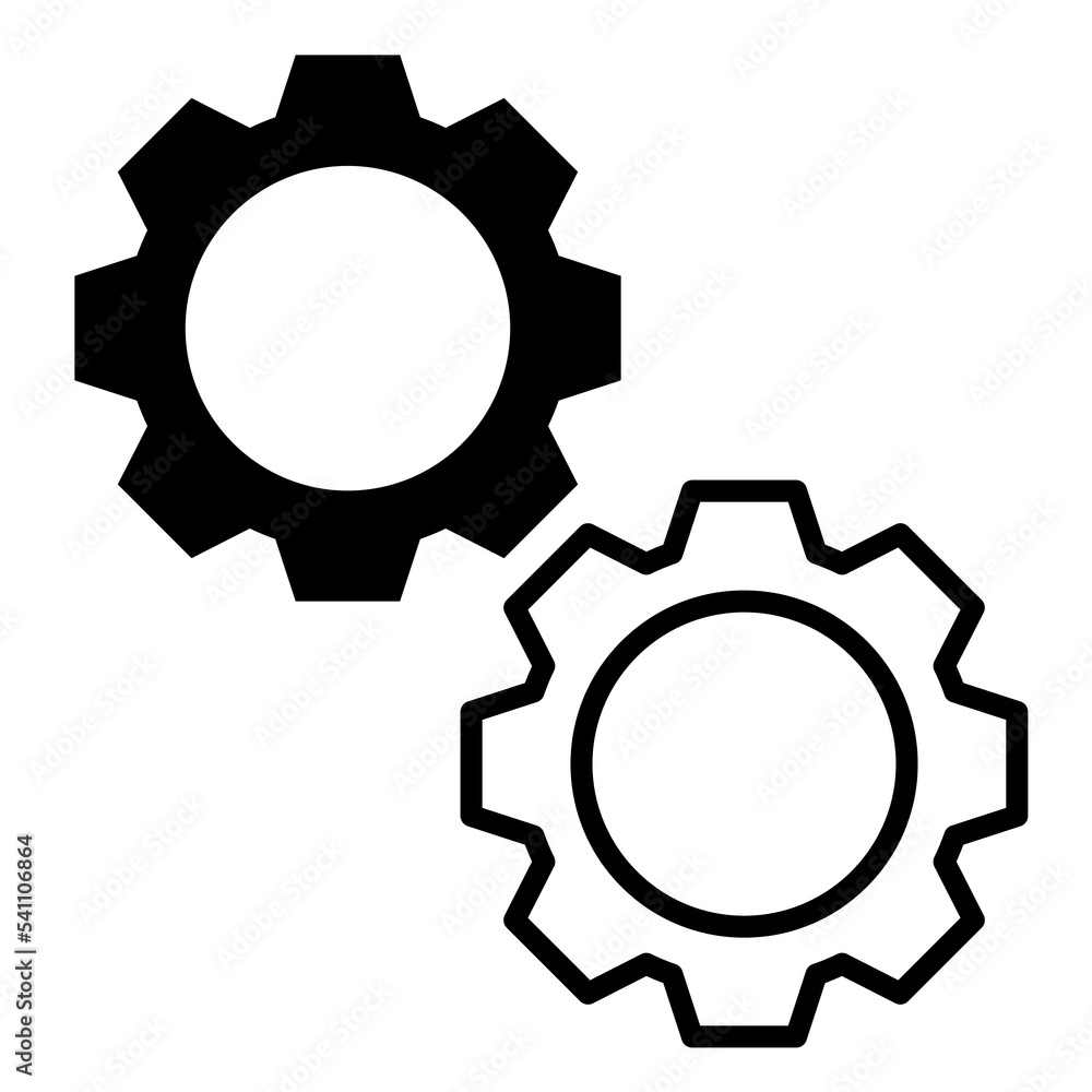 Gear icon. Internet communication. Round clock. Vector illustration. stock image.