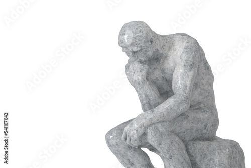 Stone thinker isolated on white background 3D illustration. photo