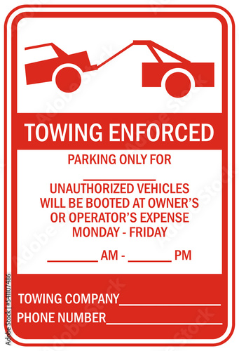 Limited time parking sign towing booting enforced warning