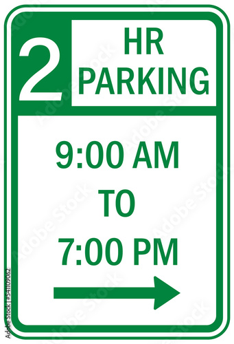 Limited time two hour parking sign set photo