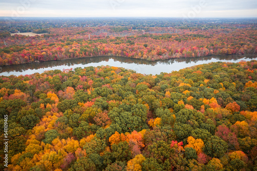 Aerial Drone Autumn Sunrise in Mercer New Jersey