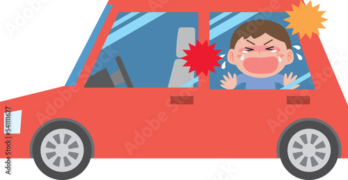 車に置き去りにされて泣く子ども