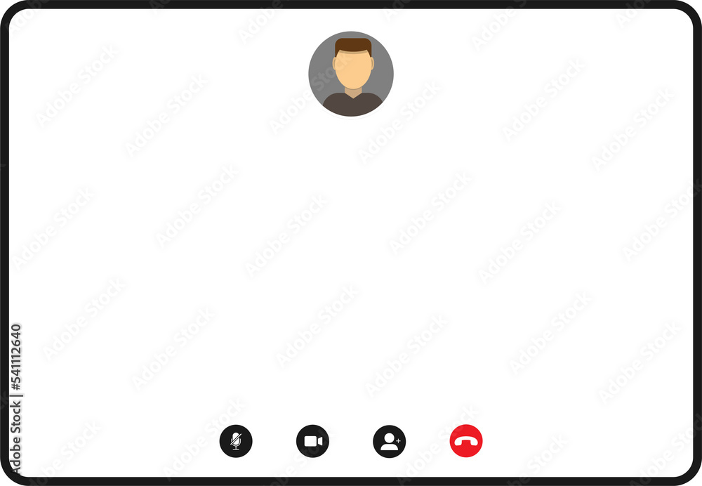 Call screen mockup. Video call frame. Tablet with active call template