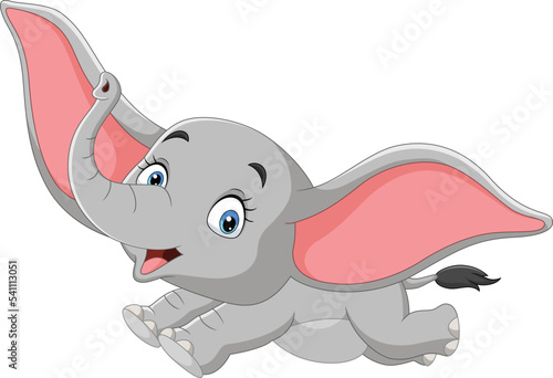 Cartoon happy baby elephant jumping