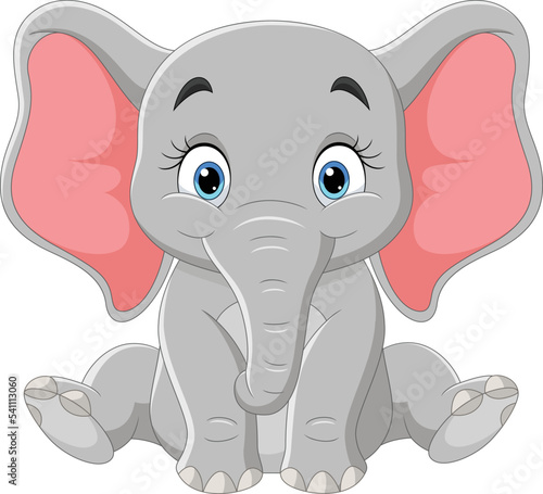 Cartoon happy baby elephant sitting