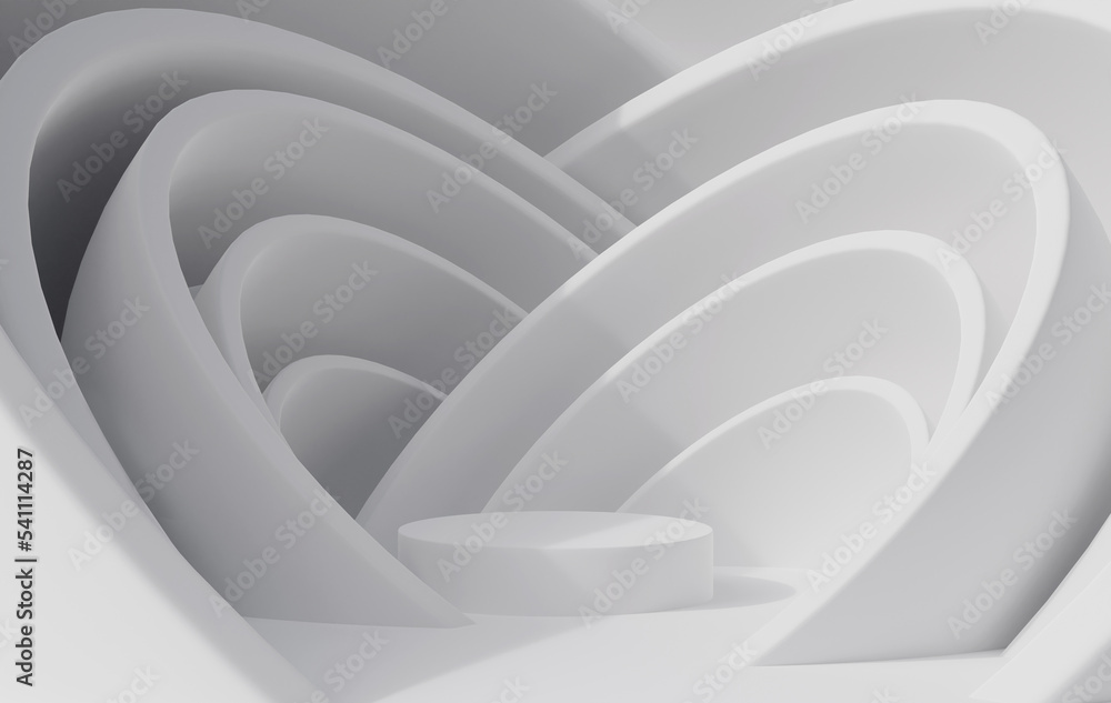 Obraz premium Minimal white circle geometric pedestal podium background, products display 3d rendering