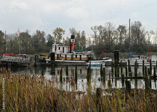 Old Boats on Display at Britannia Shipyard National Historic Site in Steveston Waterfront in Richmond, BC photo