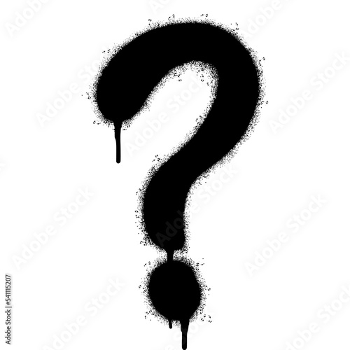 Spray Painted Graffiti Question Icon Sprayed isolated with a white background. graffiti Question symbol with over spray in black over white. Vector illustration.