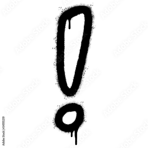 Spray Painted Graffiti exclamation icon Sprayed isolated with a white background. graffiti caution icon with over spray in black over white. Vector illustration.