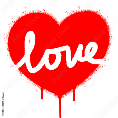 Spray Painted Graffiti heart icon Word Sprayed isolated with a white background. graffiti font love icon with over spray in black over white. Vector illustration.
