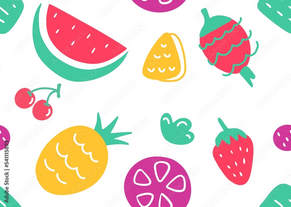pattern with fruits watermelon and pineapple pattern with fruits watermelon and pineapple