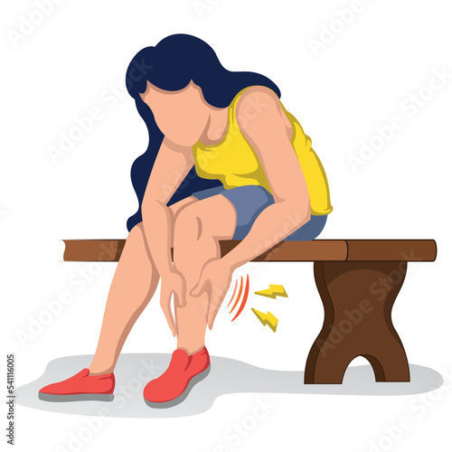 illustration person with symptoms of cramp, peripheral neuropathy, numbness and tingling. Ideal for educational materials and training