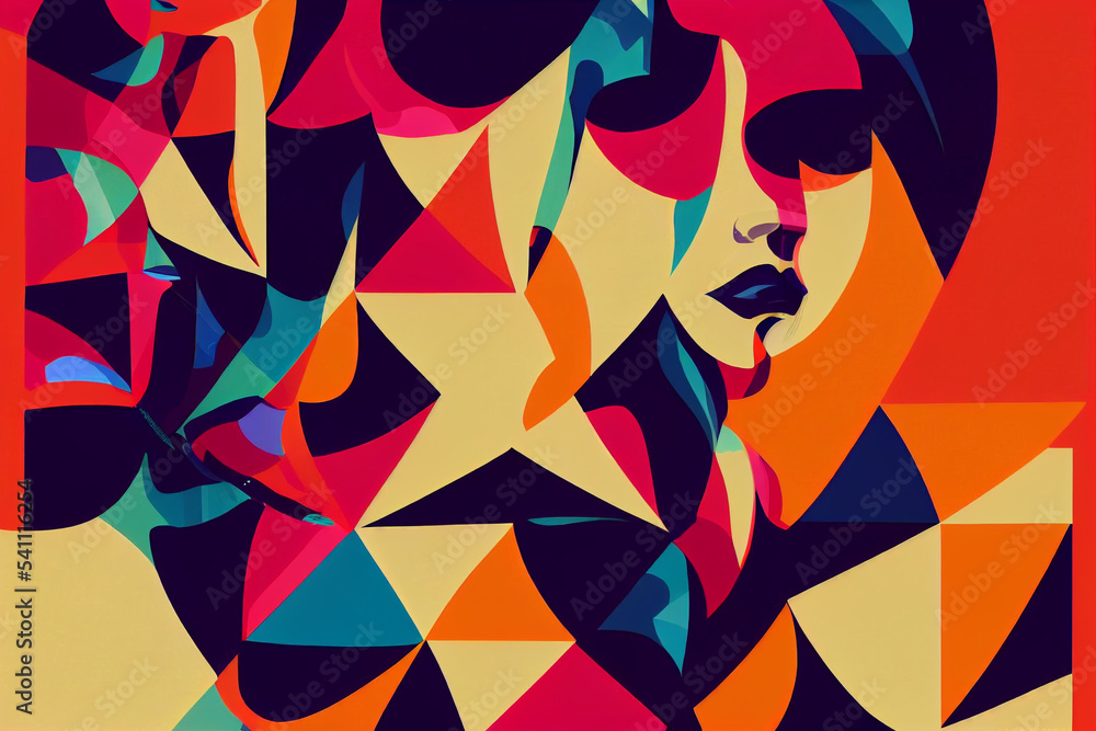 Pattern with female portraits of various nationalities and cultures