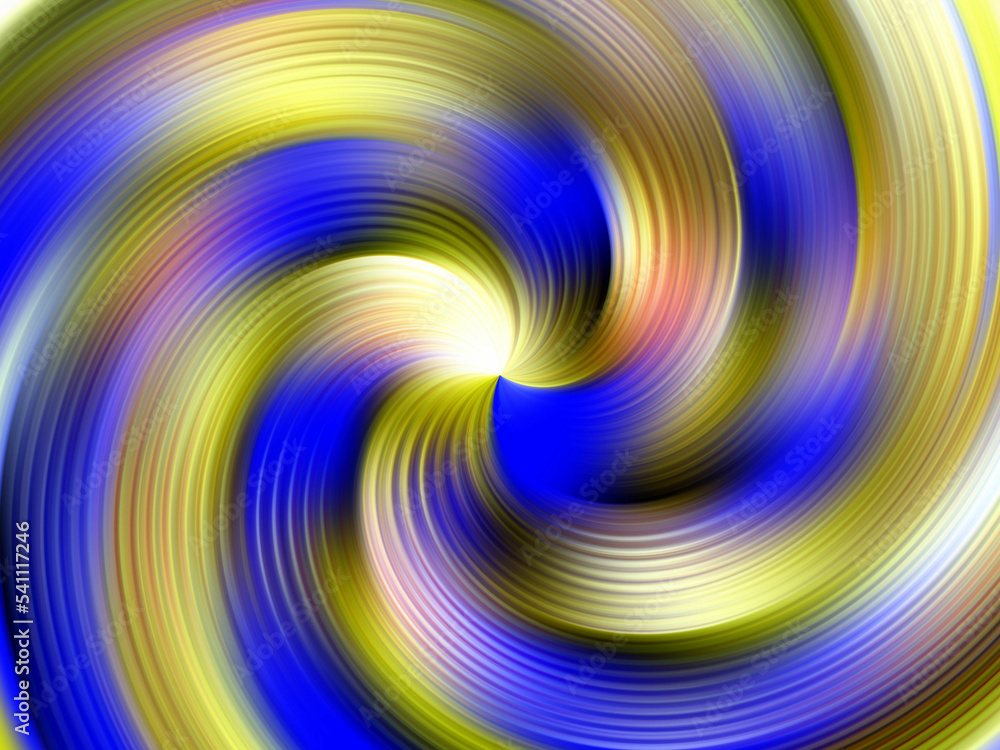 Blue yellow pink spiral, abstract swirl