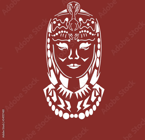 icon logo of cleopatra queen with line art concept