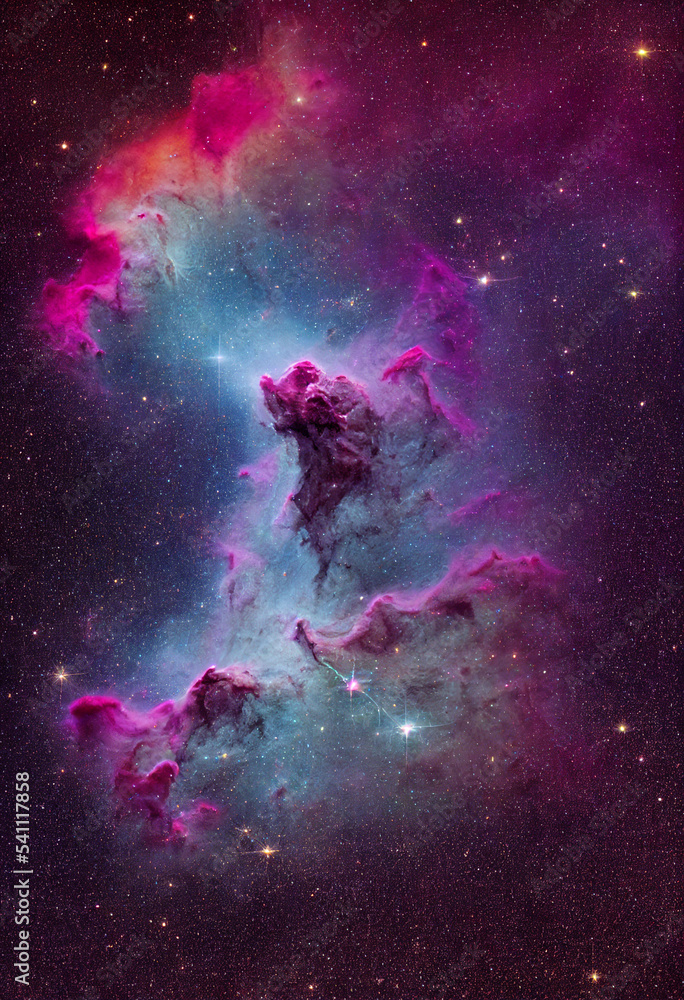 Background of beautiful vibrant multiple color nebulae, James Webb