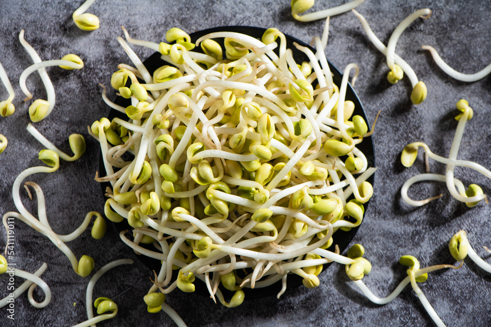 Soybean sprouts. bean sprouts on table