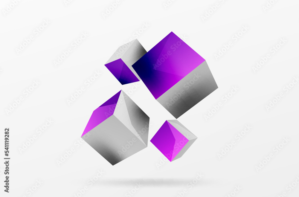 3d cubes vector abstract background. Composition of 3d square shaped basic geometric elements. Trendy techno business template for wallpaper, banner, background or landing 3d cubes vector abstract background. Composition of 3d square shaped basic geometric elements. Trendy techno business template for wallpaper, banner, background or landing