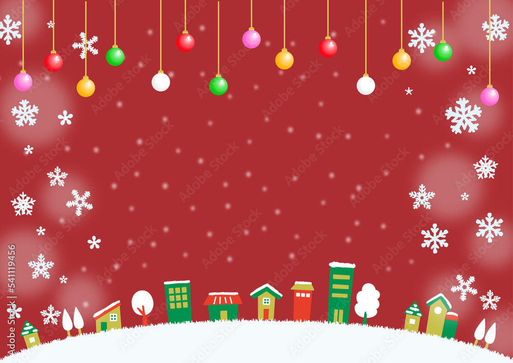 クリスマス背景素材 キラキラ綺麗な街並み 赤色 クリスマス背景素材 キラキラ綺麗な街並み 赤色