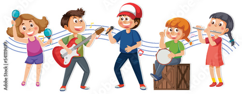 Children playing musical instrument