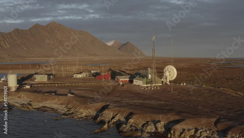 polar night at Radio Station in Spitsbergen Isfjorden photo