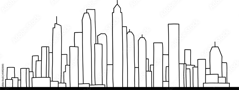 Obraz premium modern cityscape skyline outline doodle drawing
