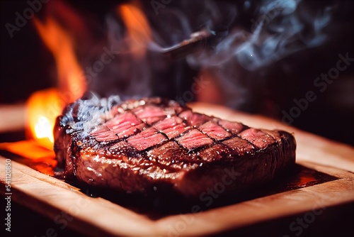 Grilled Steak, perfect meat on grill, delicious beef