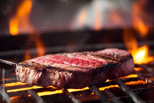 Grilled Steak, perfect meat on grill, delicious beef