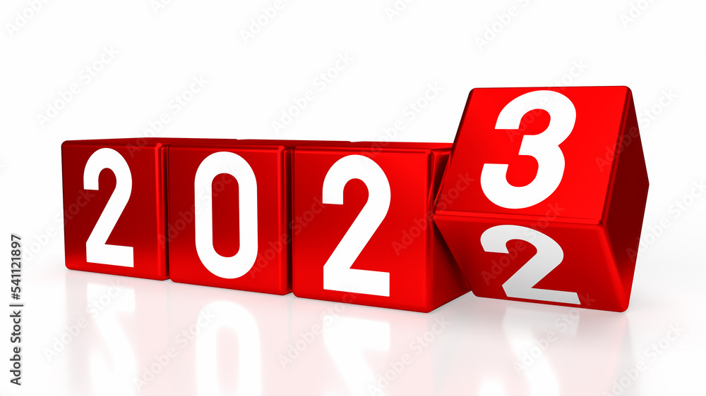 The 2023 number on red cube for new year or business concept 3d rendering. The 2023 number on red cube for new year or business concept 3d rendering.