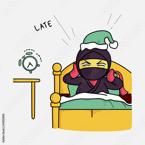Cute ninja in school activity