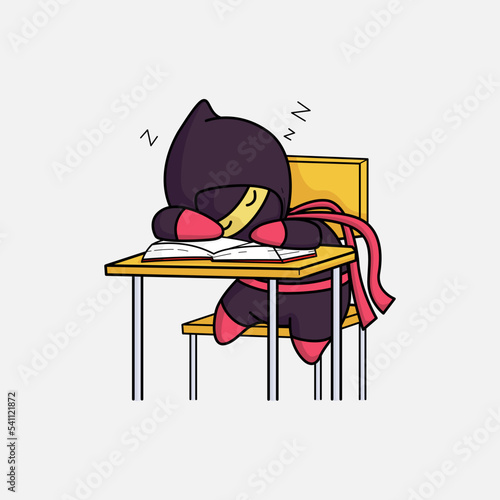 Cute ninja in school activity