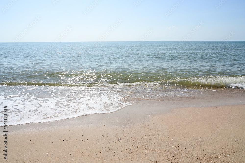 sea and sand with blue sky, natural background