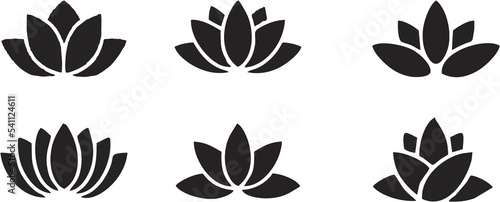 Set of lotus flower icons. abstract lotus symbols. Editable, easy to color, resize or manipulate vector eps 10 file for web or logo ideas.