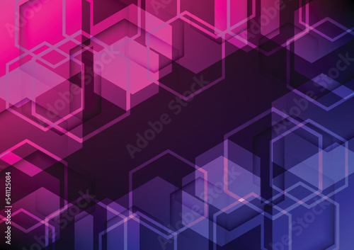 Hi-tech Background with blue and purple hexagones,Abstract Hi-tech Background hexagones pattern