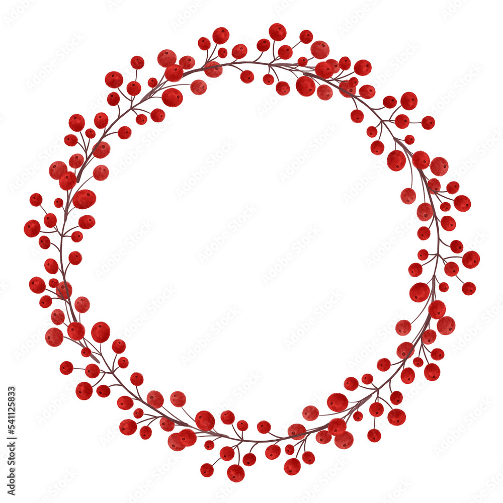 Obraz premium Christmas wreath in watercolor style. Isolated clipart element.