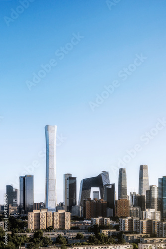 High angle view of CBD buildings in Beijing city skyline, China © Govan