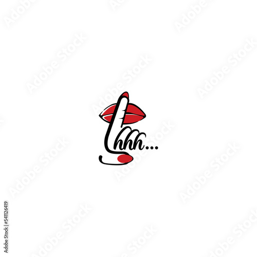 Finger asking for silence isolated on a white background shhh hand vector line drawing icon shush photo