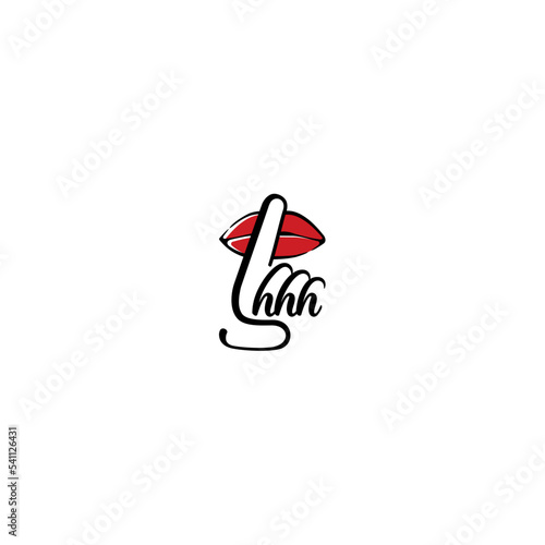 Finger asking for silence isolated on a white background shhh hand vector line drawing icon shush photo