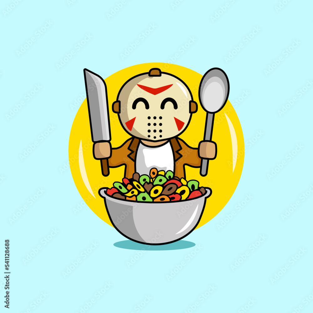 Cereal Killer vector is a parody of a serial killer Stock Vector