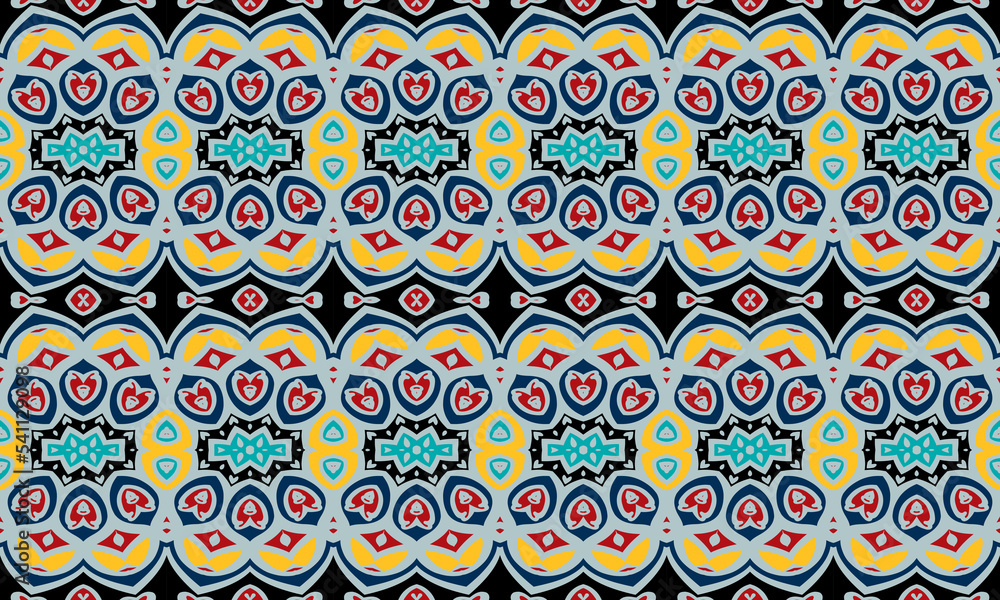 Seamless repeated pattern design, colorful pattern, saree print pattern, textile fabric print, Women's long dress pattern design, vector vintage art illustration