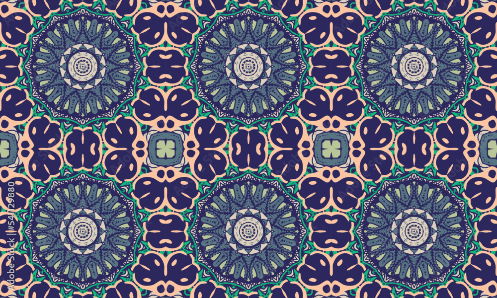 Batik fabric pattern, batik print, allover print design, repeated pattern, Seamless repeated pattern design. Women's long dress pattern design, vector vintage art illustration Batik fabric pattern, batik print, allover print design, repeated pattern, Seamless repeated pattern design. Women's long dress pattern design, vector vintage art illustration