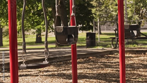 Empty kids playground in the summer photo