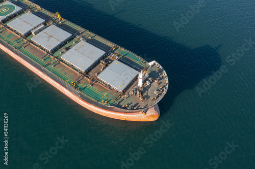 Large offshore dry cargo ship at sea.